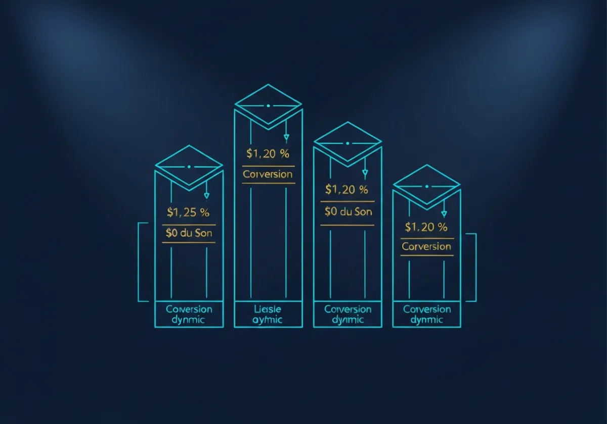 Abstract line art diagram outlining tiered pricing structures and conversion dynamics