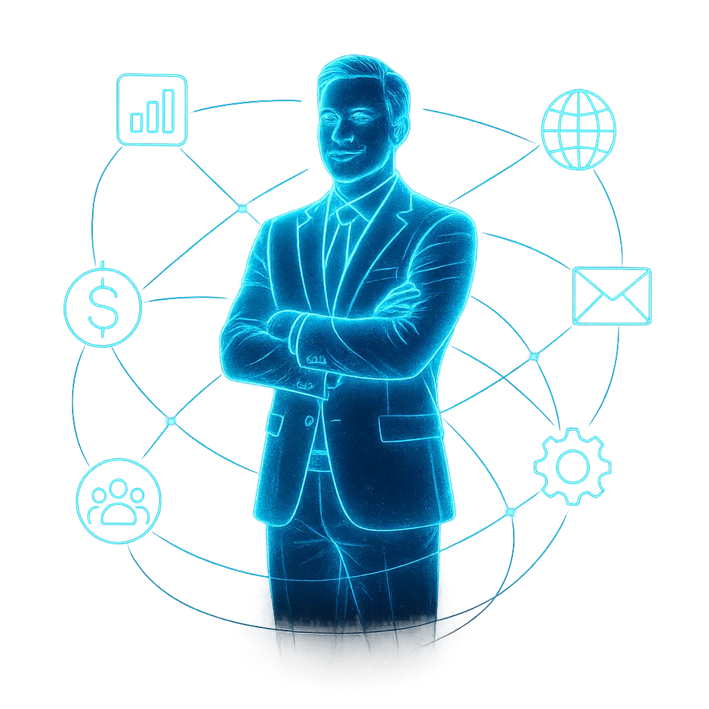 Rainmaker sophisticated AI business network visual