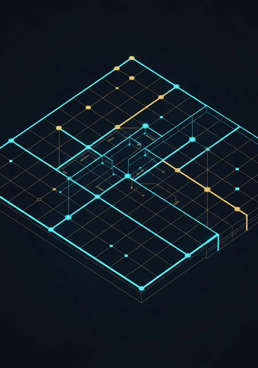 Minimalist technical graphic representing structural foundation
