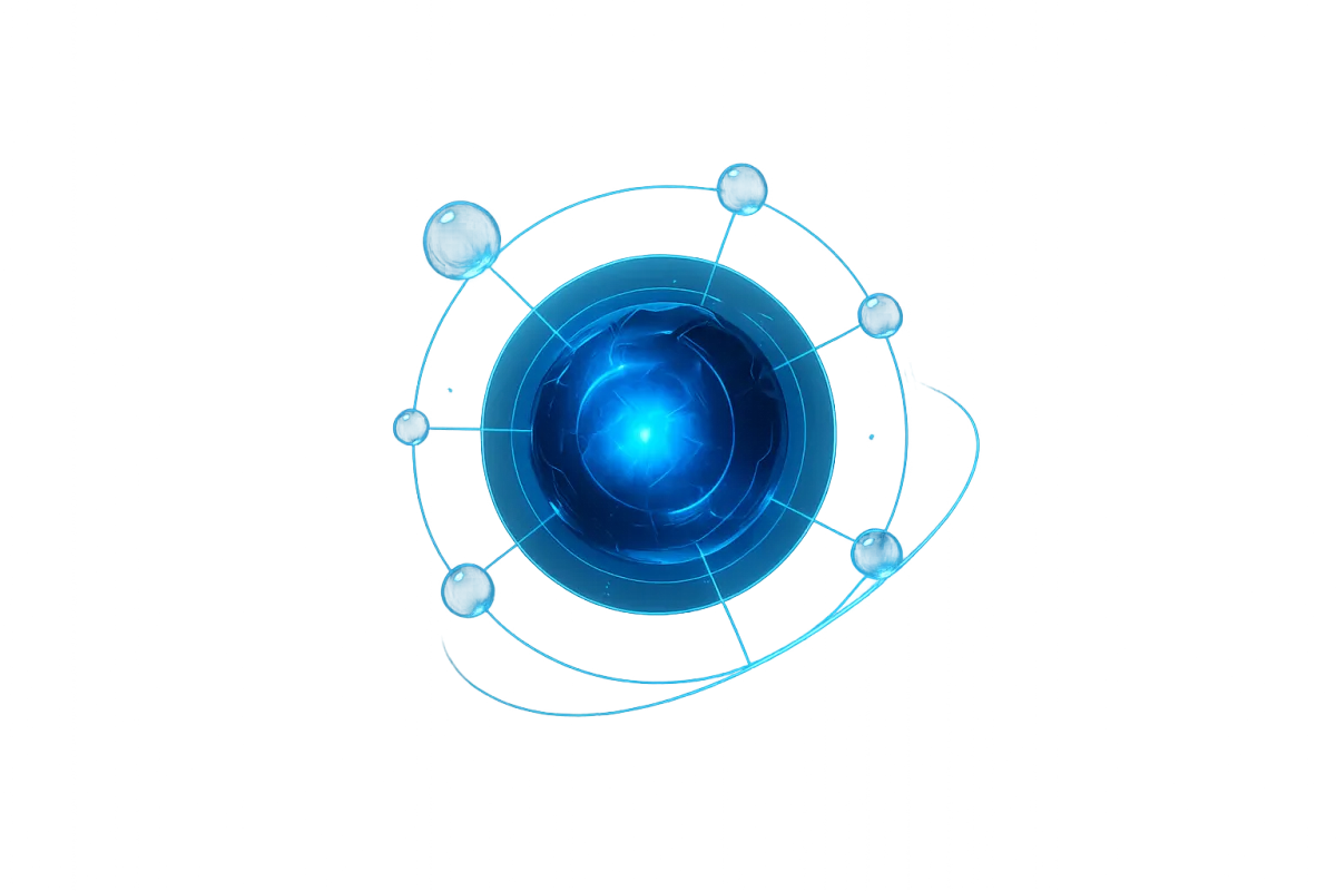 Scalability Core Visual - glowing core icon radiating outward to industry nodes
