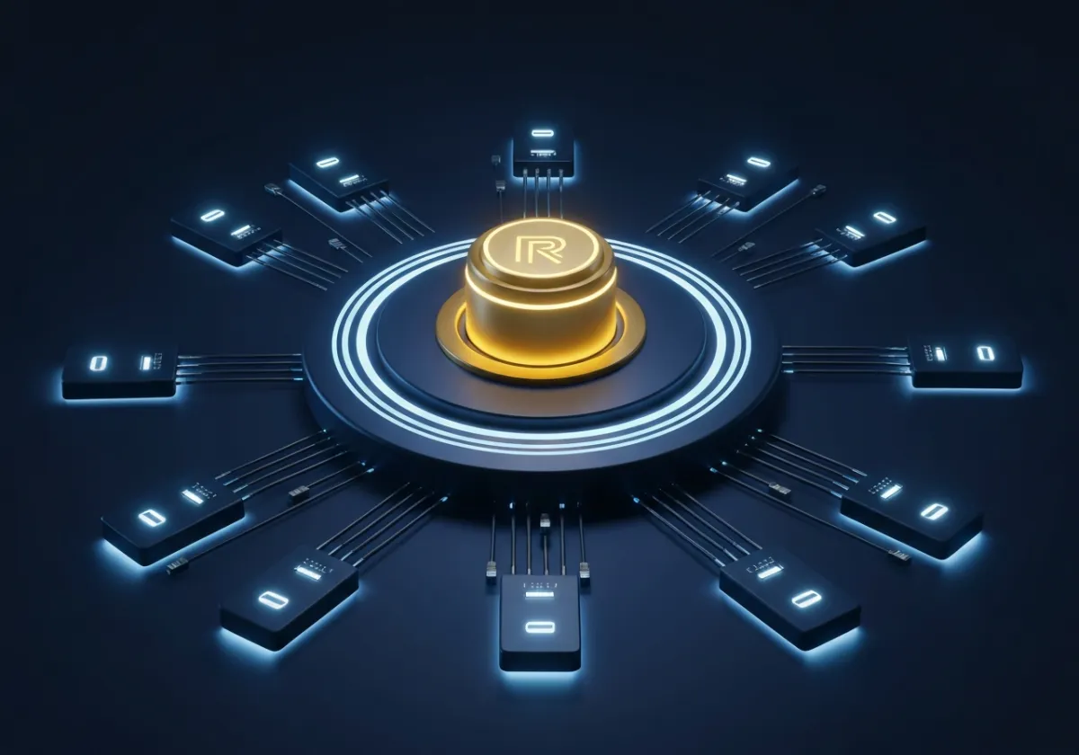 A glowing, interconnected gold-and-navy hub of unified capabilities