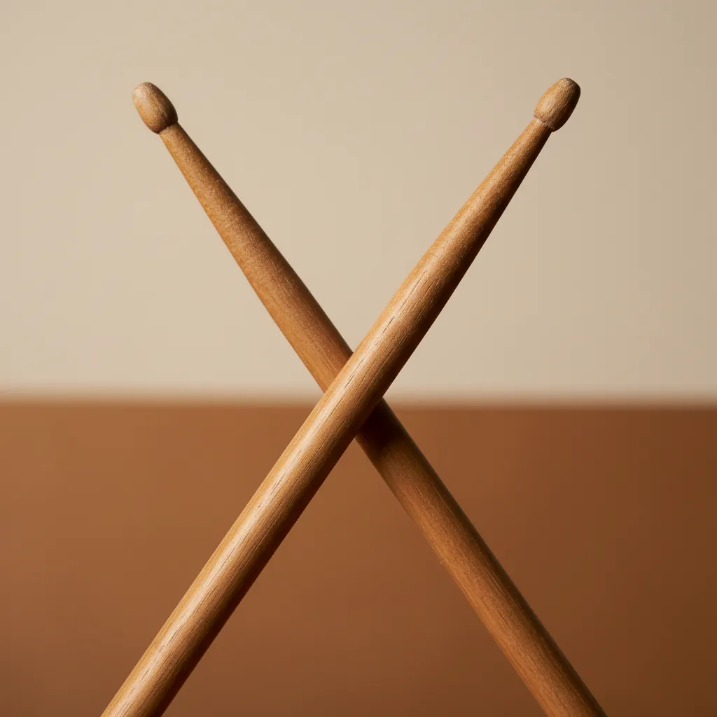 Photorealistic pair of crossed drumsticks (1:1)