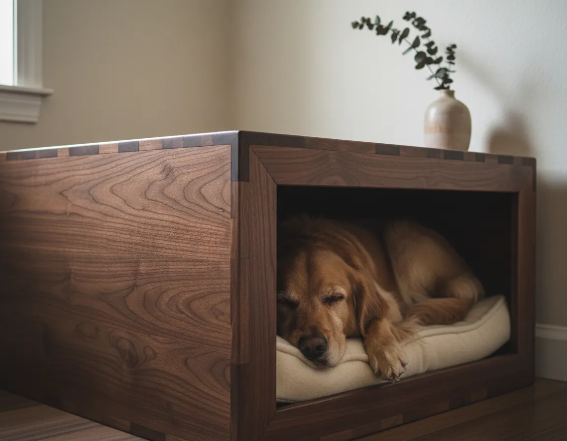 Artisan wood luxury dog crate