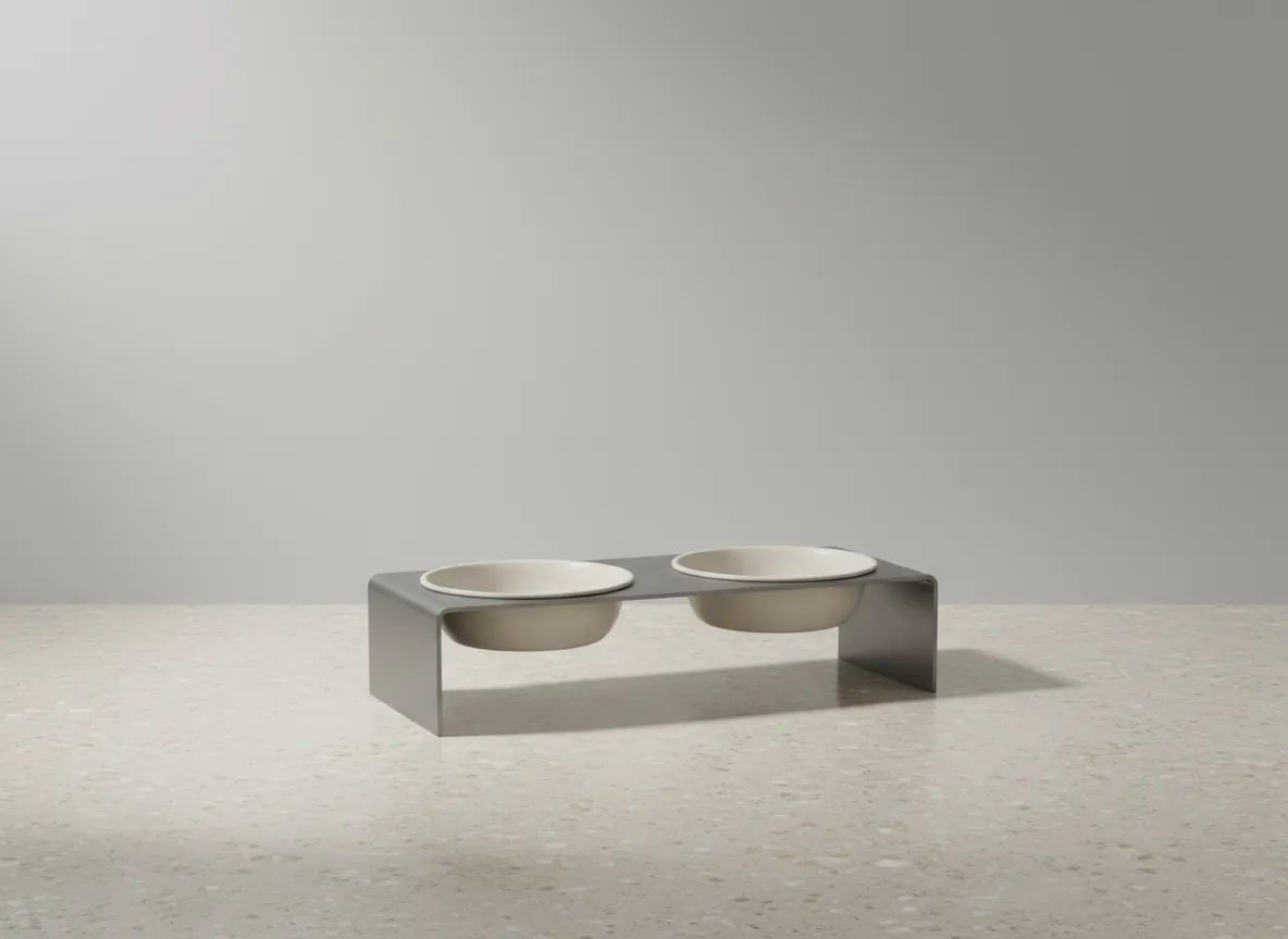 Contemporary double bowl stand in soft grey kitchen