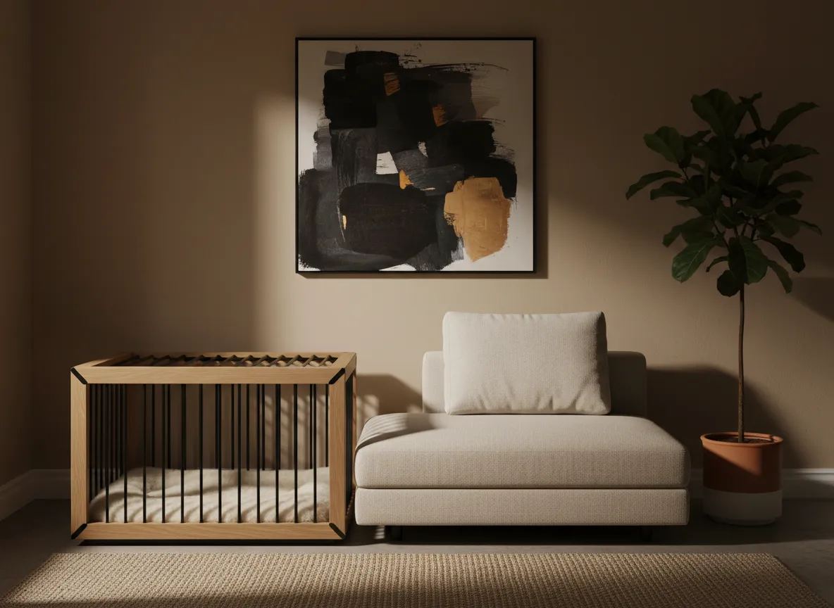 Modern Designer Dog Crate in a living space