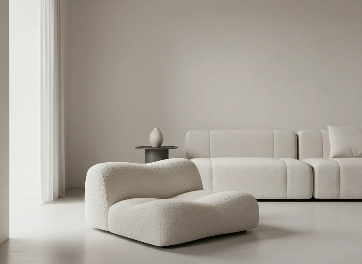 Luxury orthopedic dog bed in a modern neutral living room