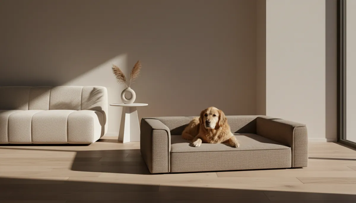 Ultimate Orthopedic Memory Foam Bed styled in a modern living room