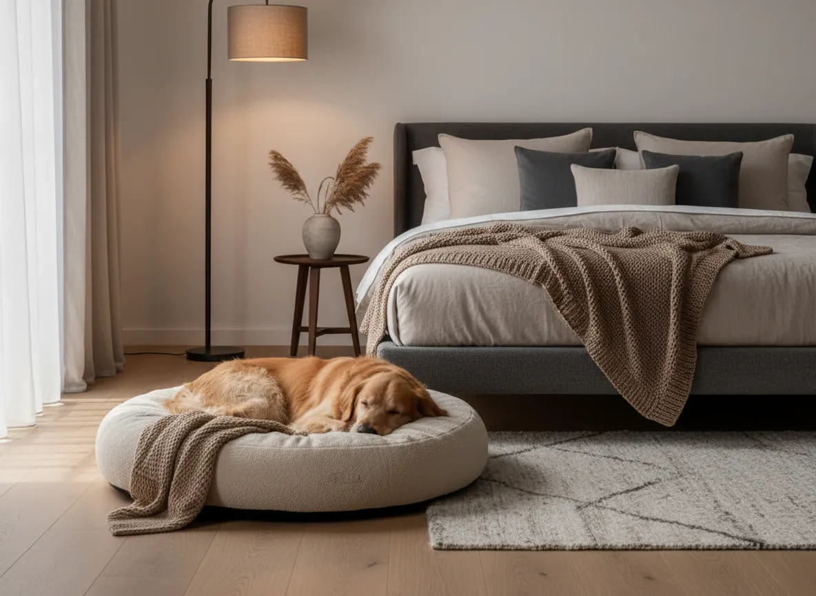 Luxury dog bed in modern interior