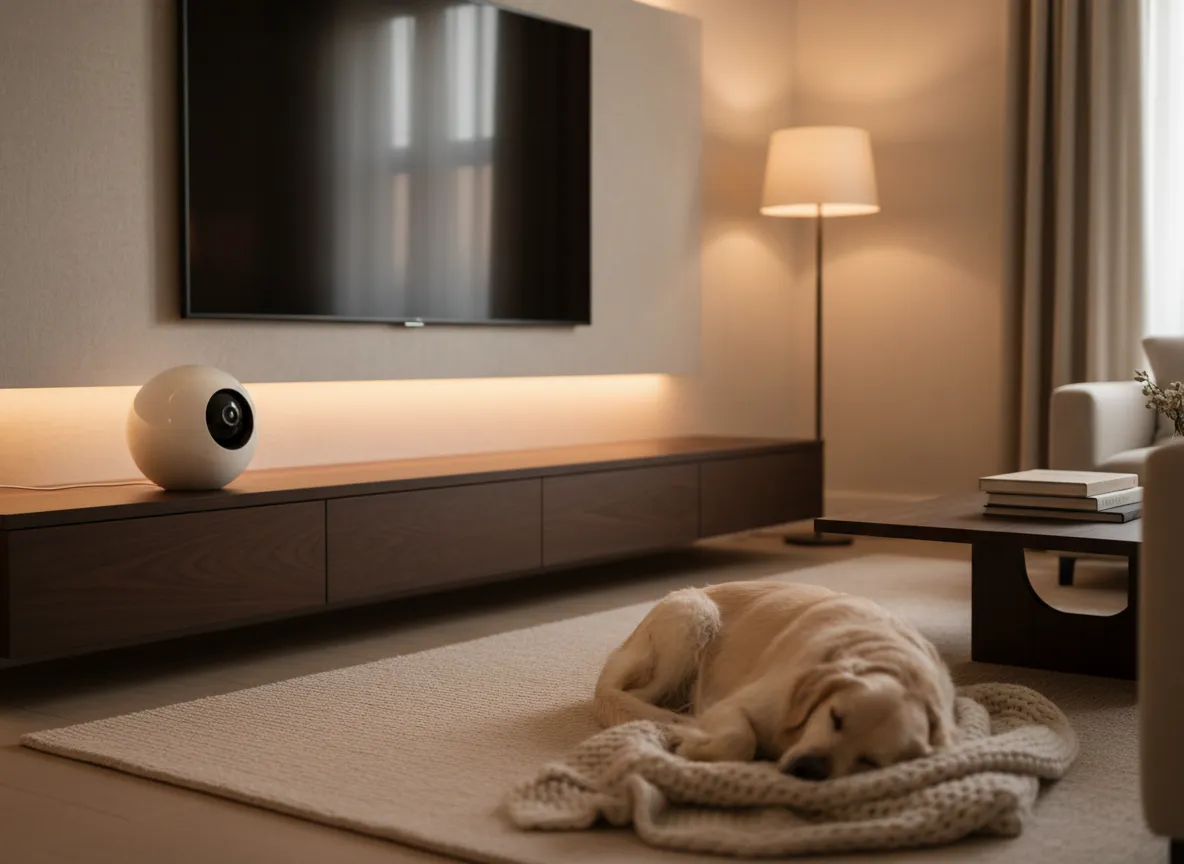 Eufy Pet Camera on a media console