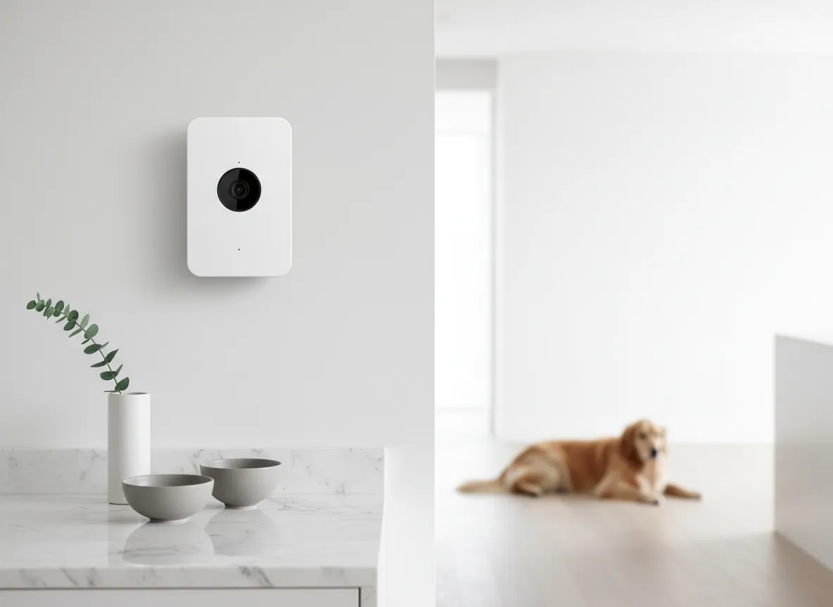 Petcube Bites camera in a modern kitchen