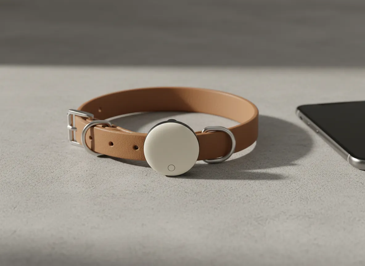 Tractive GPS Dog Tracker on a collar