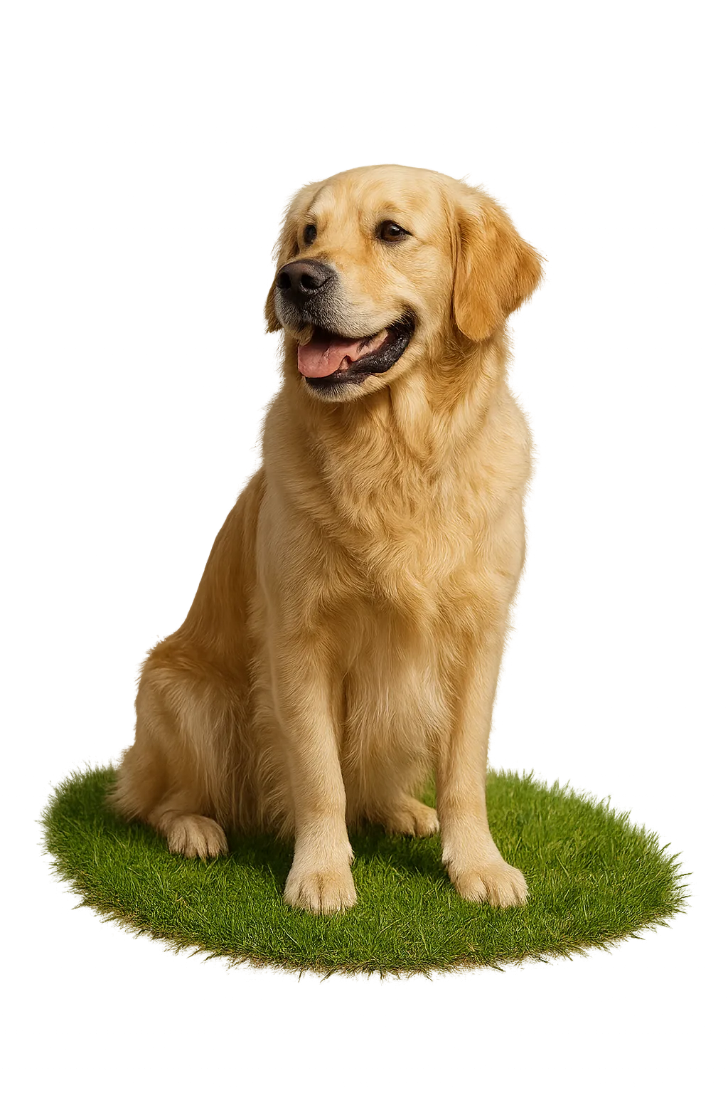 Happy dog running freely across a pristine, clean green backyard lawn
