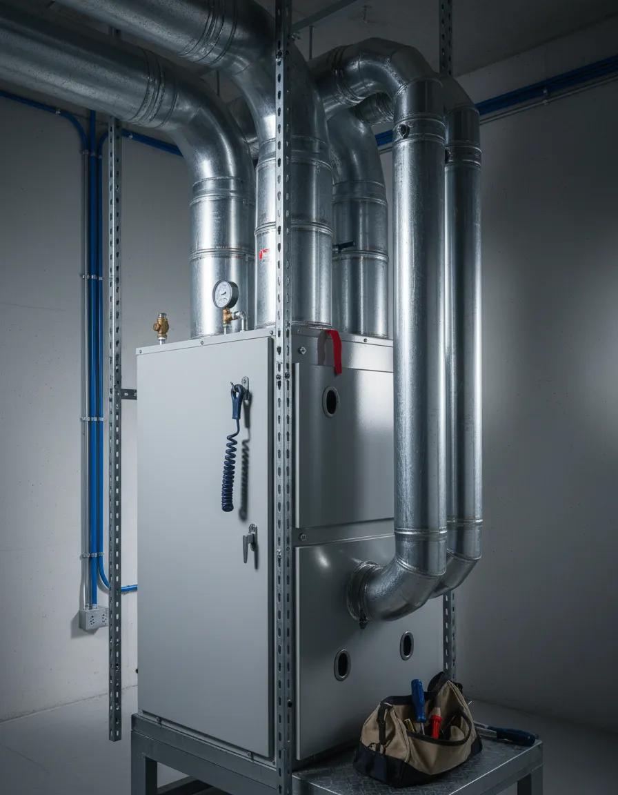 New indoor air handler and correctly integrated ductwork