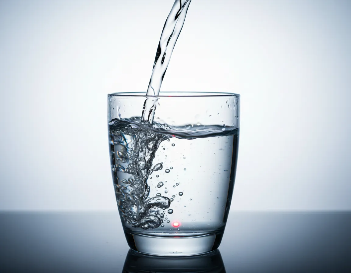 Glass of pure, clear drinking water