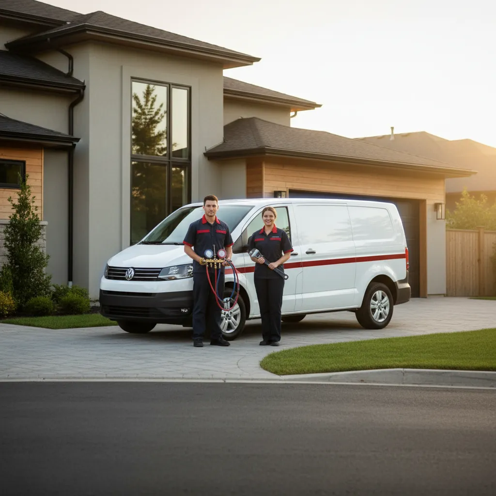 Clean service van and professional HVAC/Plumbing team