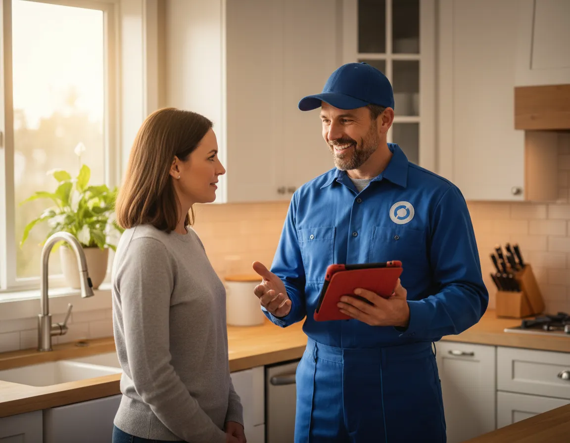 Plumber providing honest consultation