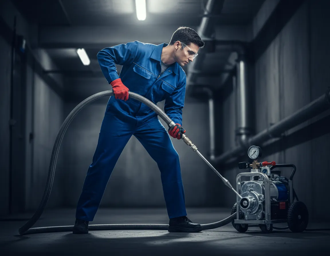 Skilled plumbing technician at work