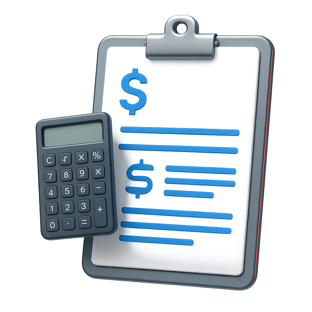 Calculator and contract graphic representing flexible HVAC financing options