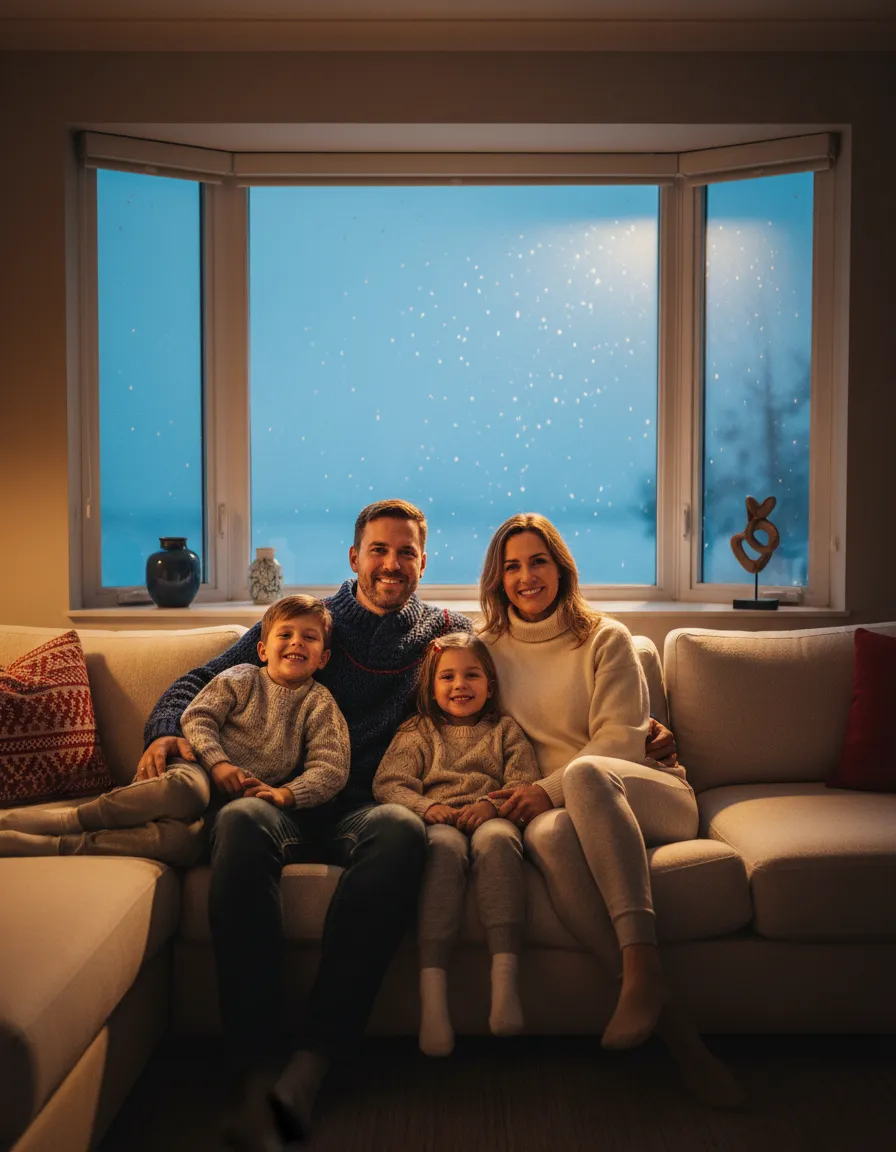 Family enjoying a warm and comfortable home environment during winter thanks to professional heating services