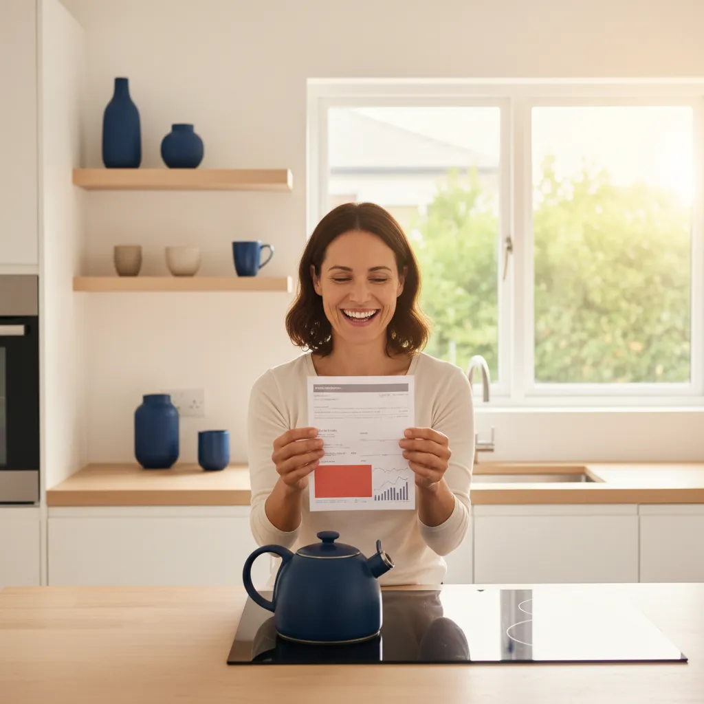 Homeowner reviewing lower utility bills after seasonal HVAC maintenance