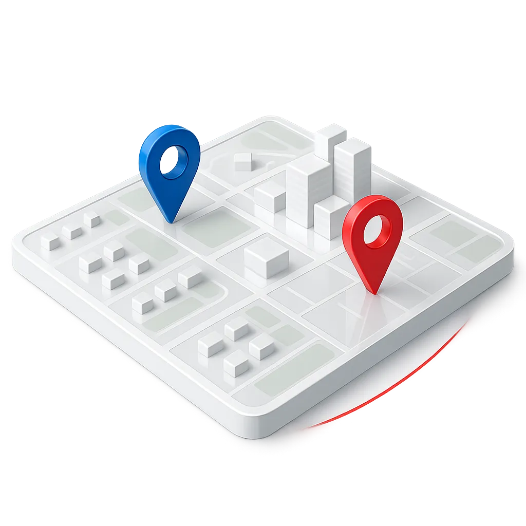 Map showing service area coverage for HVAC Plumbing Fix