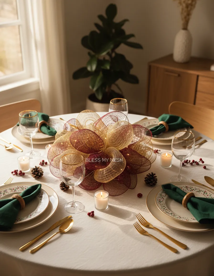 Dining table centerpiece for holiday gathering