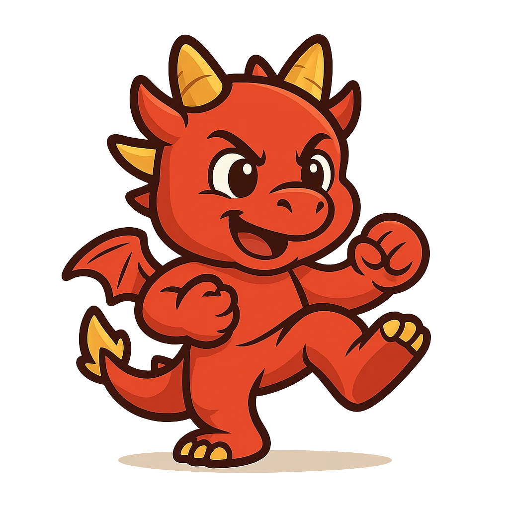 Red little dragon mascot illustration