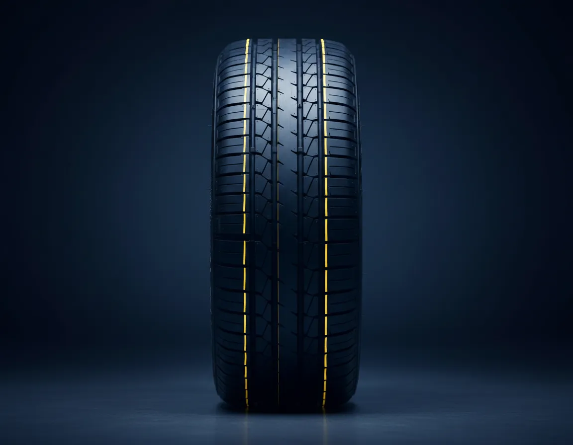 Pristine aligned tire showing maximum tread contact