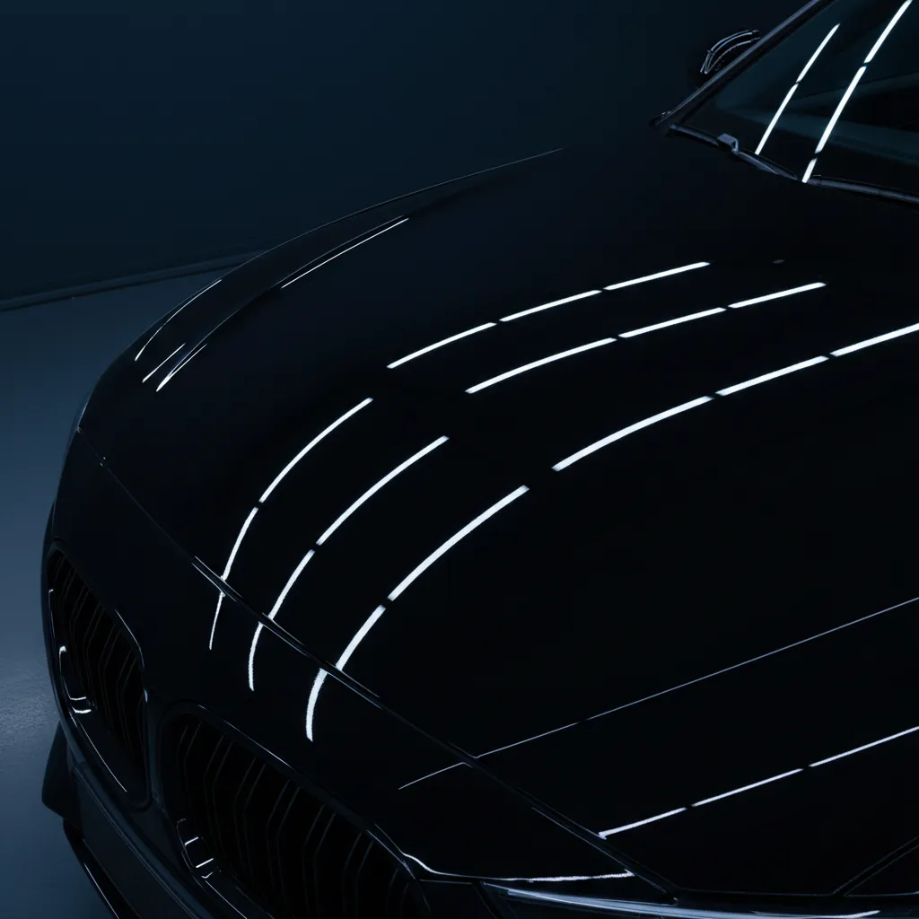 Perfectly corrected paint showing zero swirl marks under inspection light