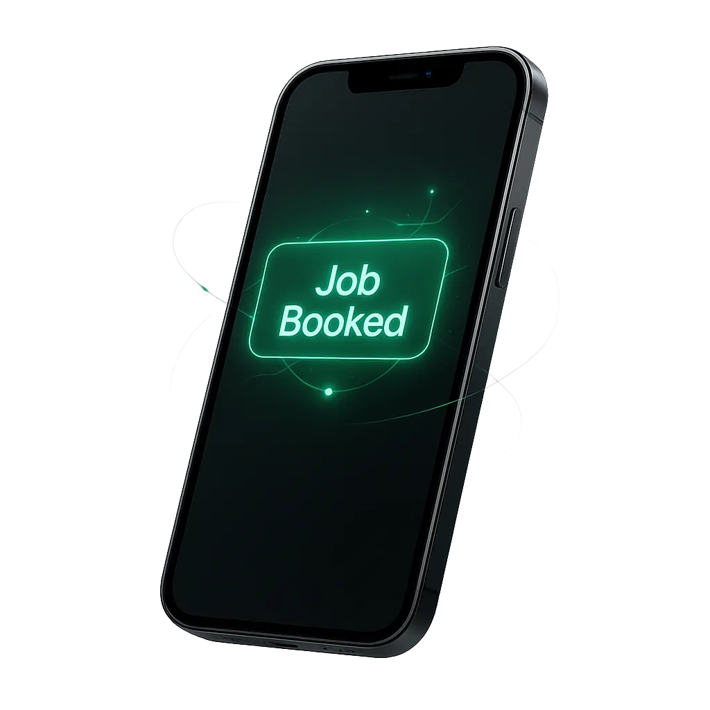 AI Smartphone interface showing booked jobs