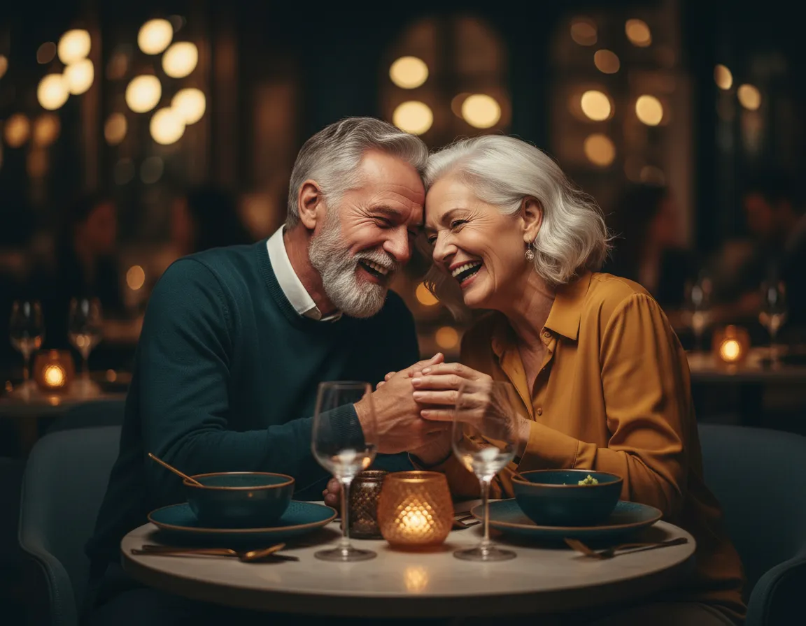 Customer enjoying a lively dinner conversation