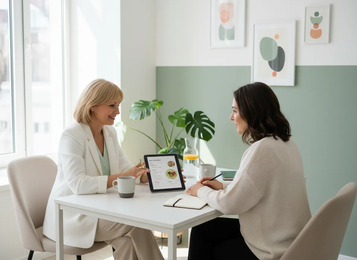 Profesional de salud y nutrición acompañando a cliente