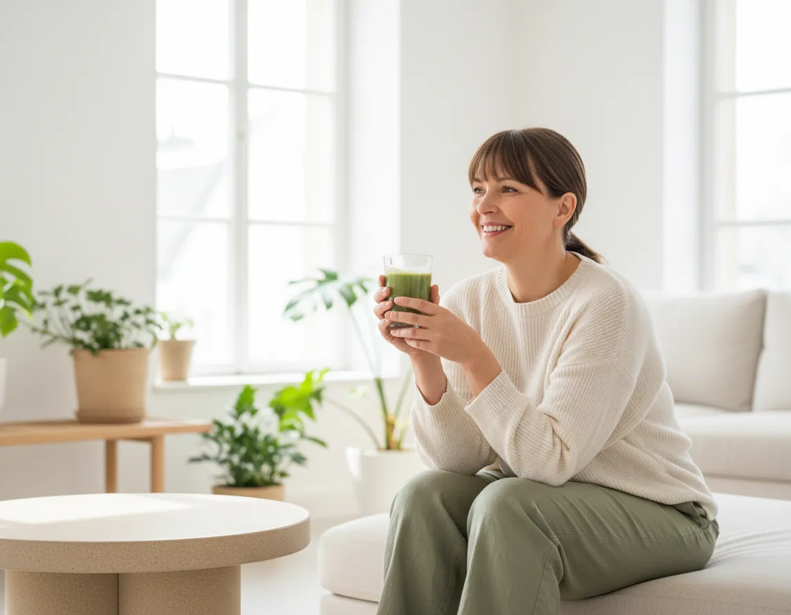 Cliente sonriendo con energía después del programa