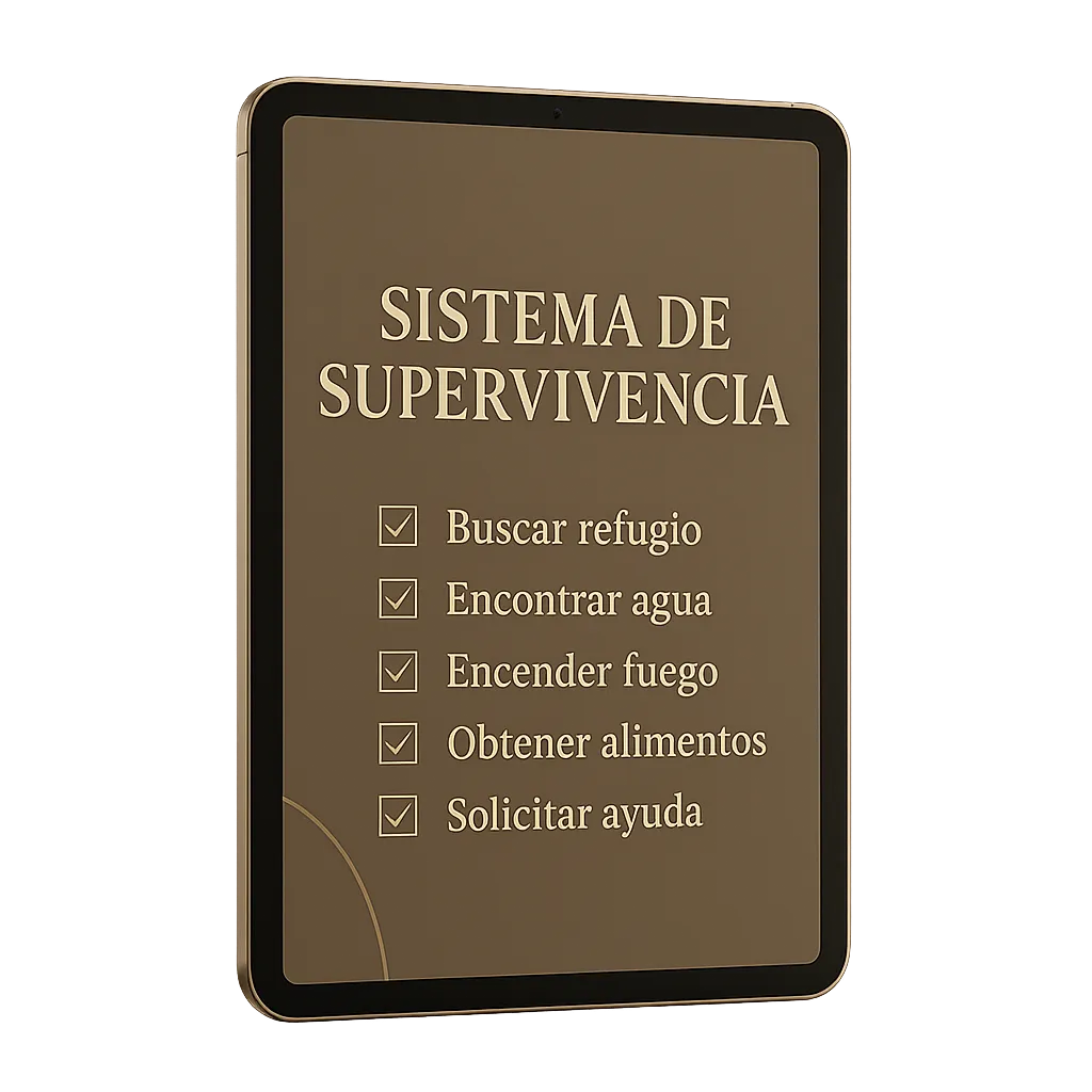 Mockup del Ebook Sistema de Supervivencia y planillas en una tablet