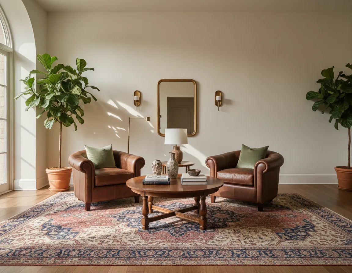 A warm and inviting sitting area displaying heritage aesthetics.
