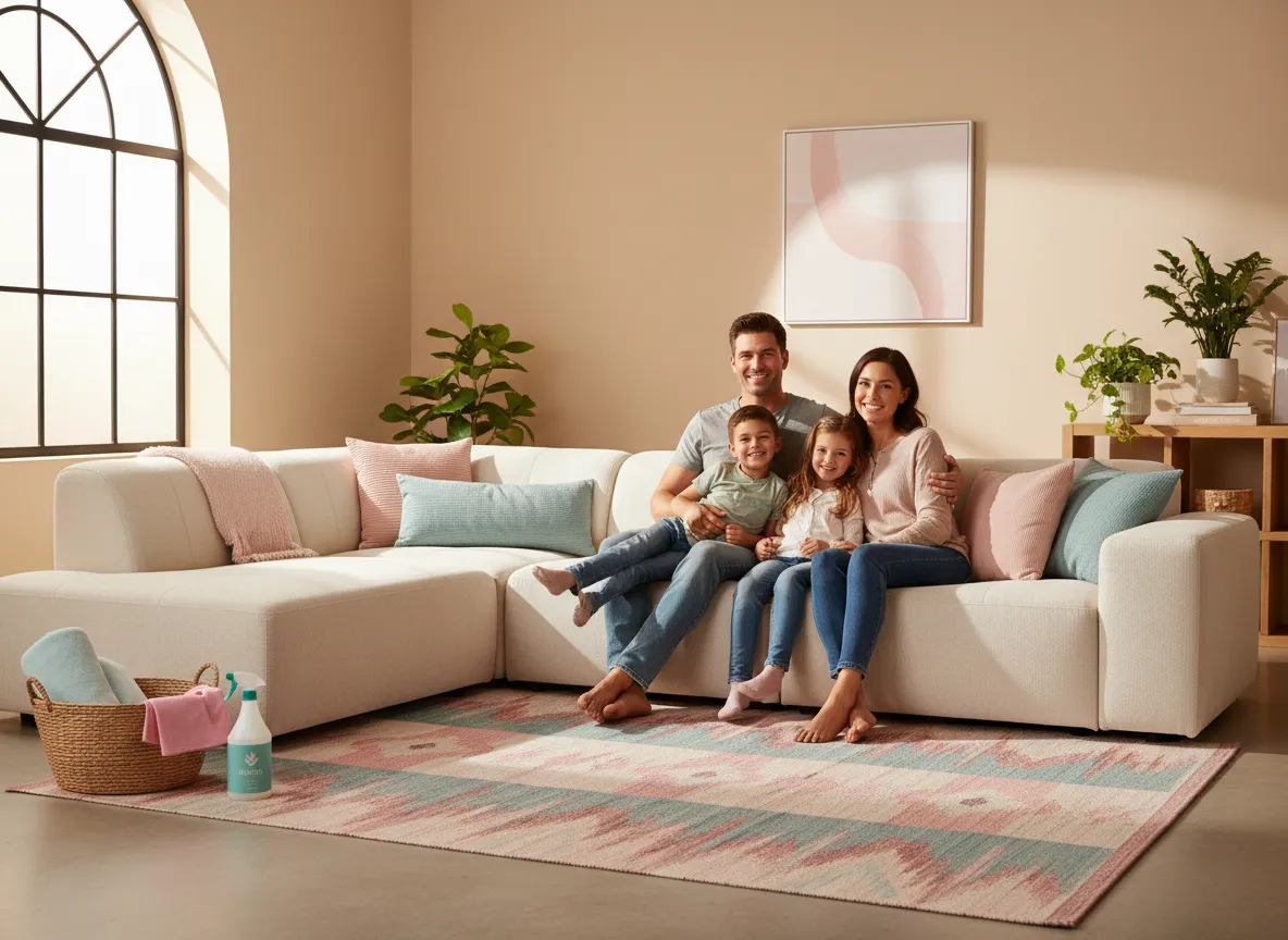 Happy family home cleaning placeholder image