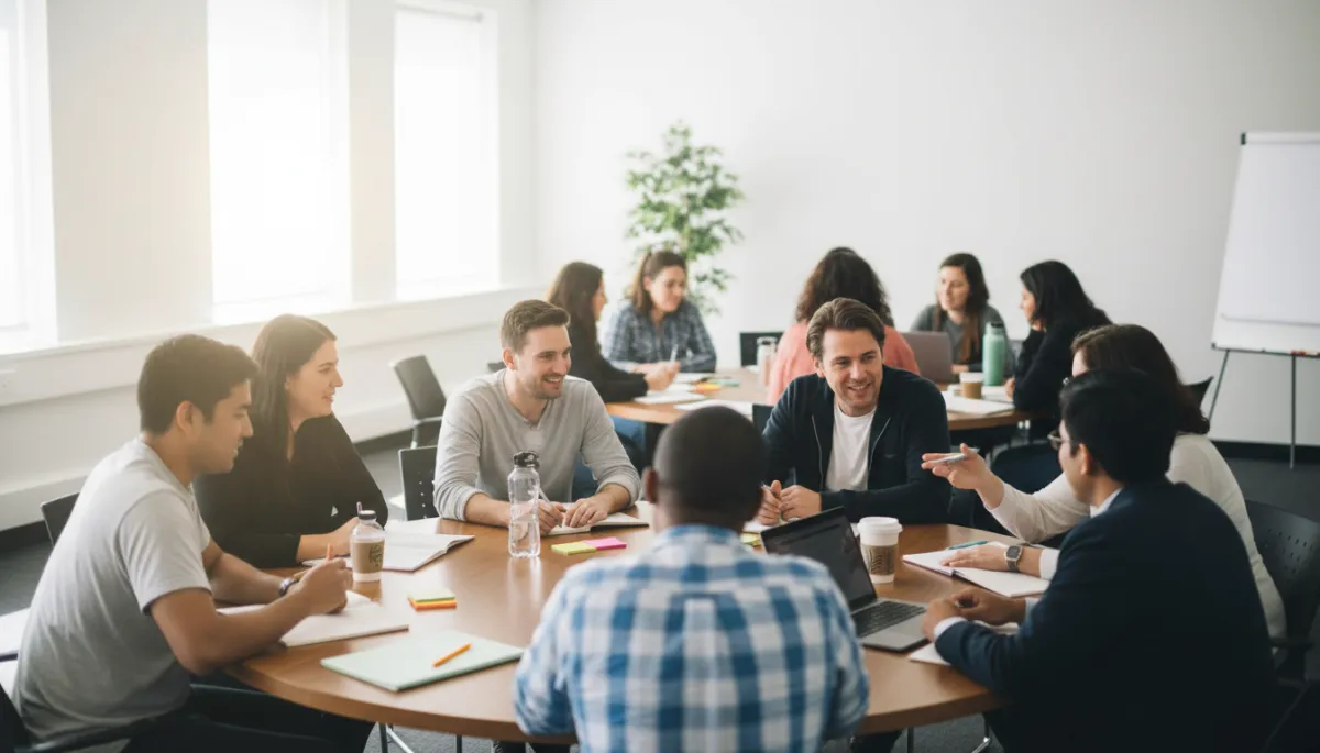 Participants collaborating during a transformation workshop