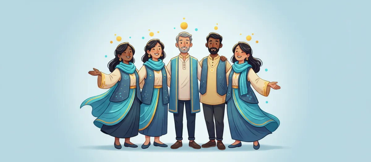 Hand-drawn illustration of diverse community leaders