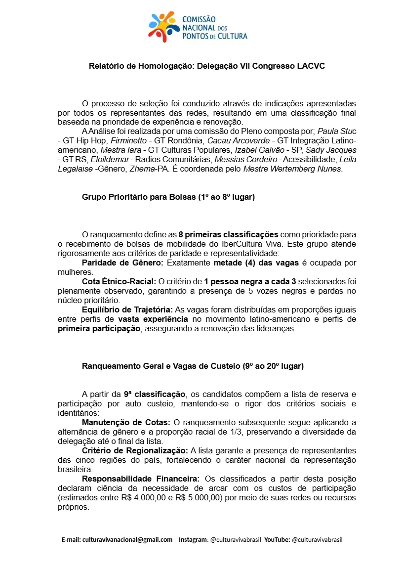 Relatório de homologação - Página 1