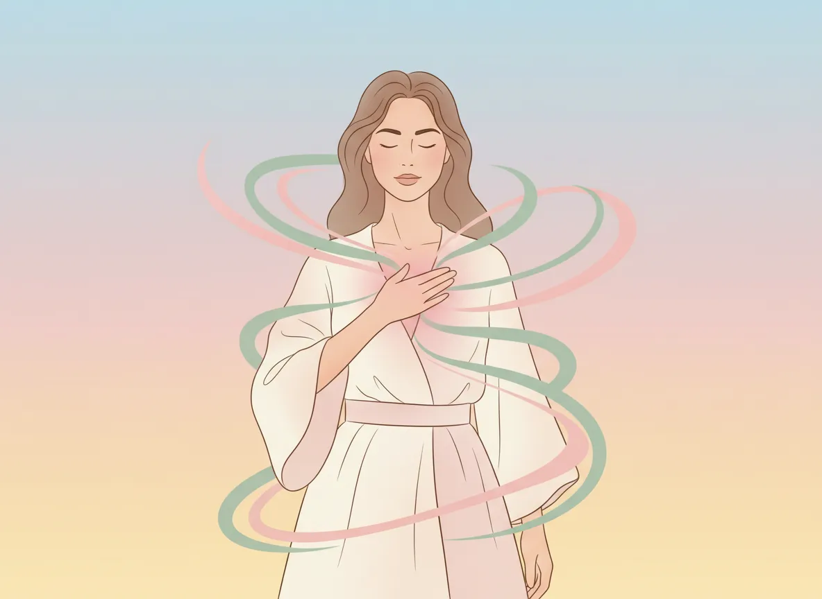 Soft feminine illustration of heart-centered alignment and love energy