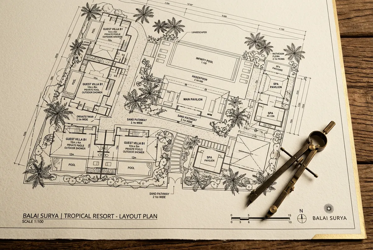 Architectural Blueprint render for Swiss-Belresort Labuan Bajo