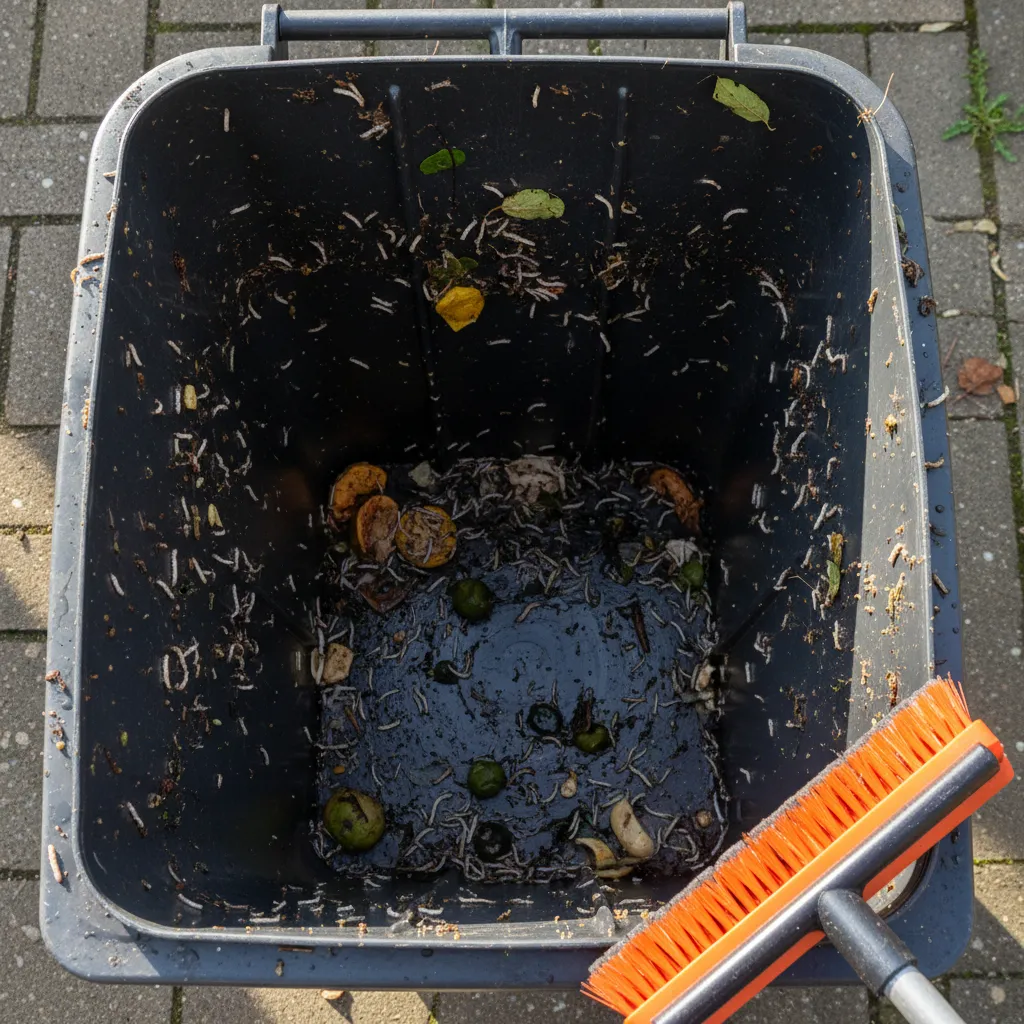 Heavy infestation trash bin before