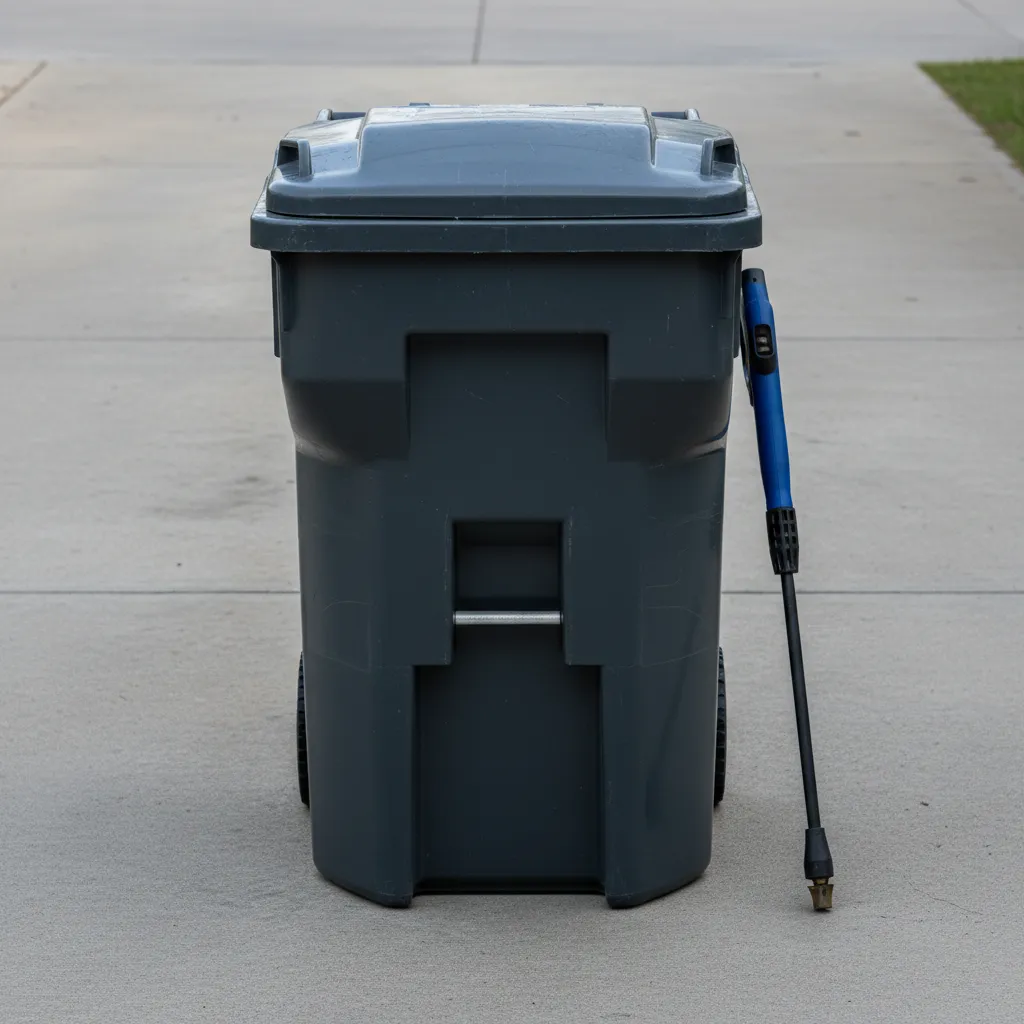 Like-new trash bin after cleaning
