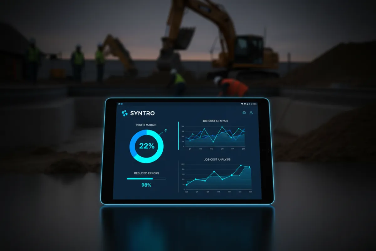 Dashboard showing pool contractor profit margins and reduced errors