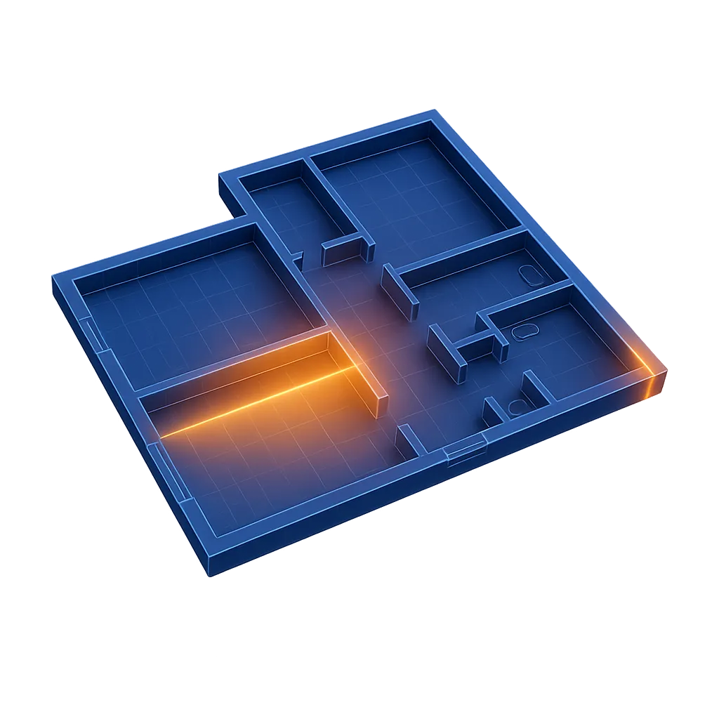 AI Blueprint Scanner detecting load-bearing walls and asbestos zones