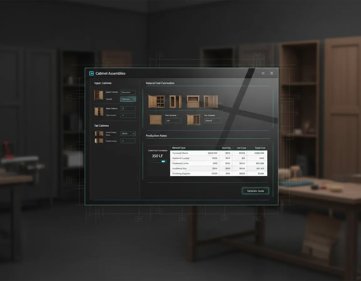 Pre-Built Cabinet Assemblies and Production Rates Widget