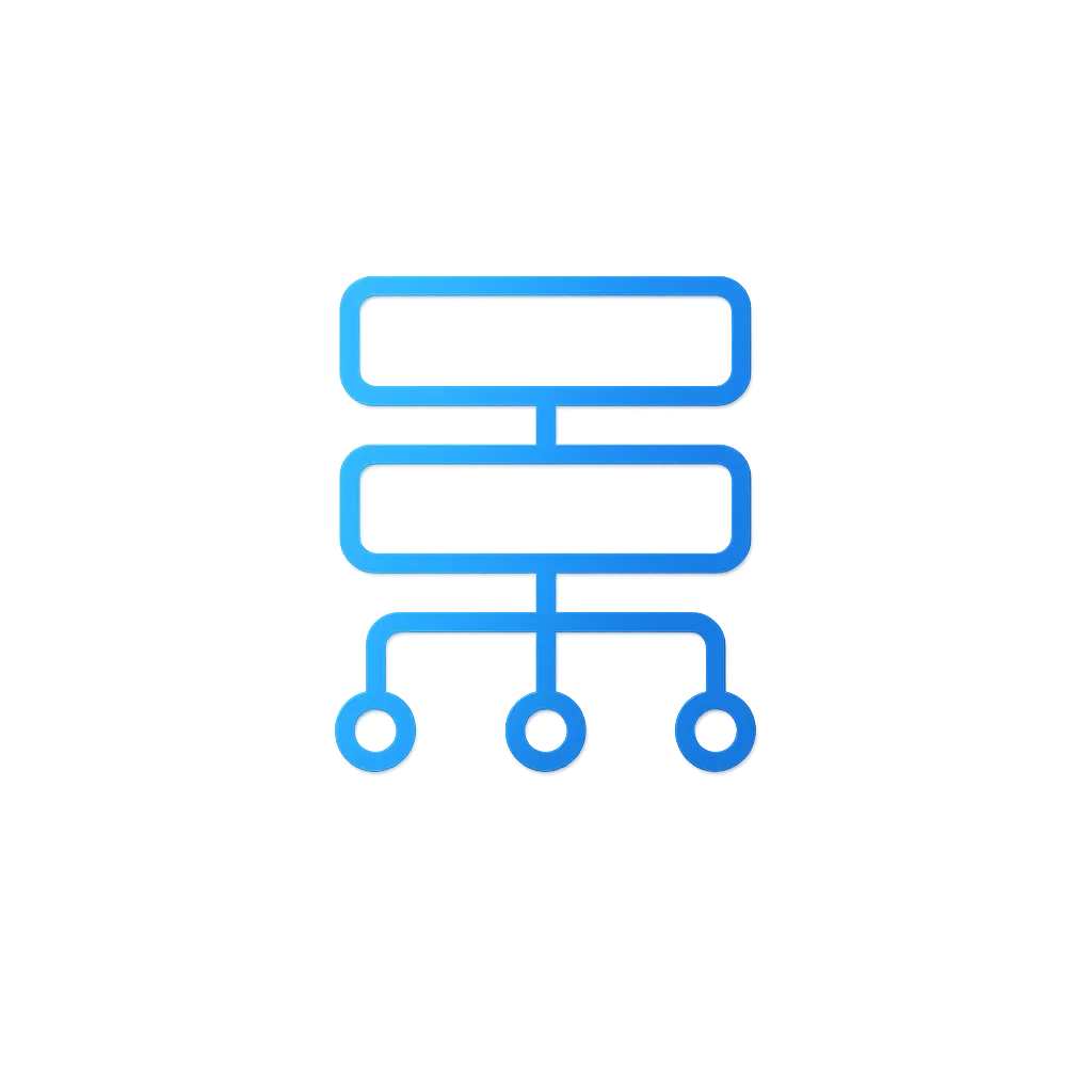Minimalist tech accent graphic representing structured data in electric blue and cyan.