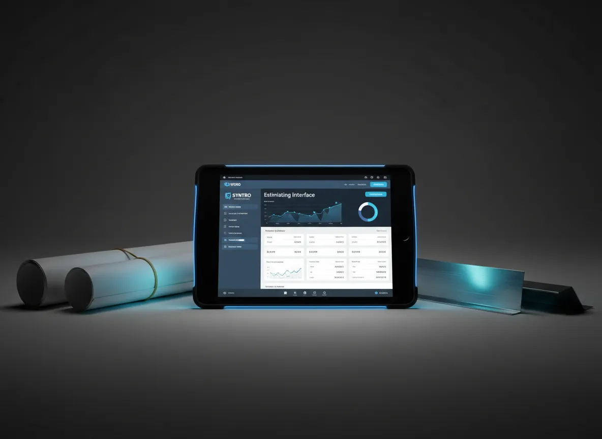 AI-powered sheetrock estimating software interface on a tablet