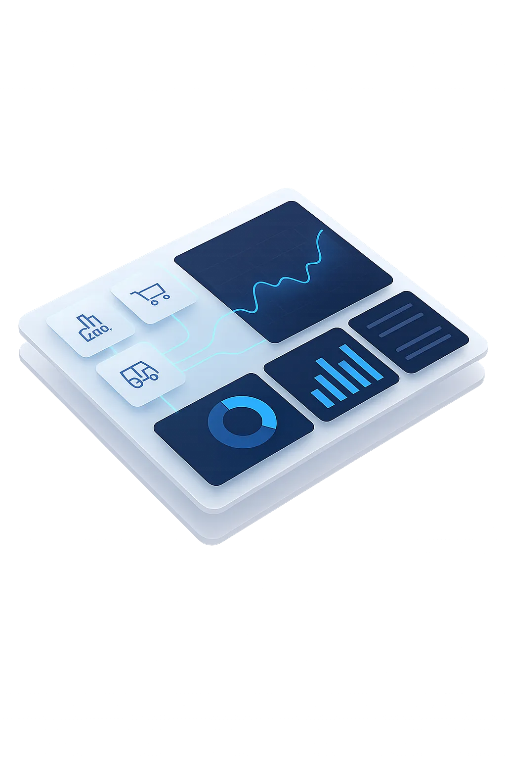 SYNTRO Software floating dashboard mockup displaying unified intelligence metrics