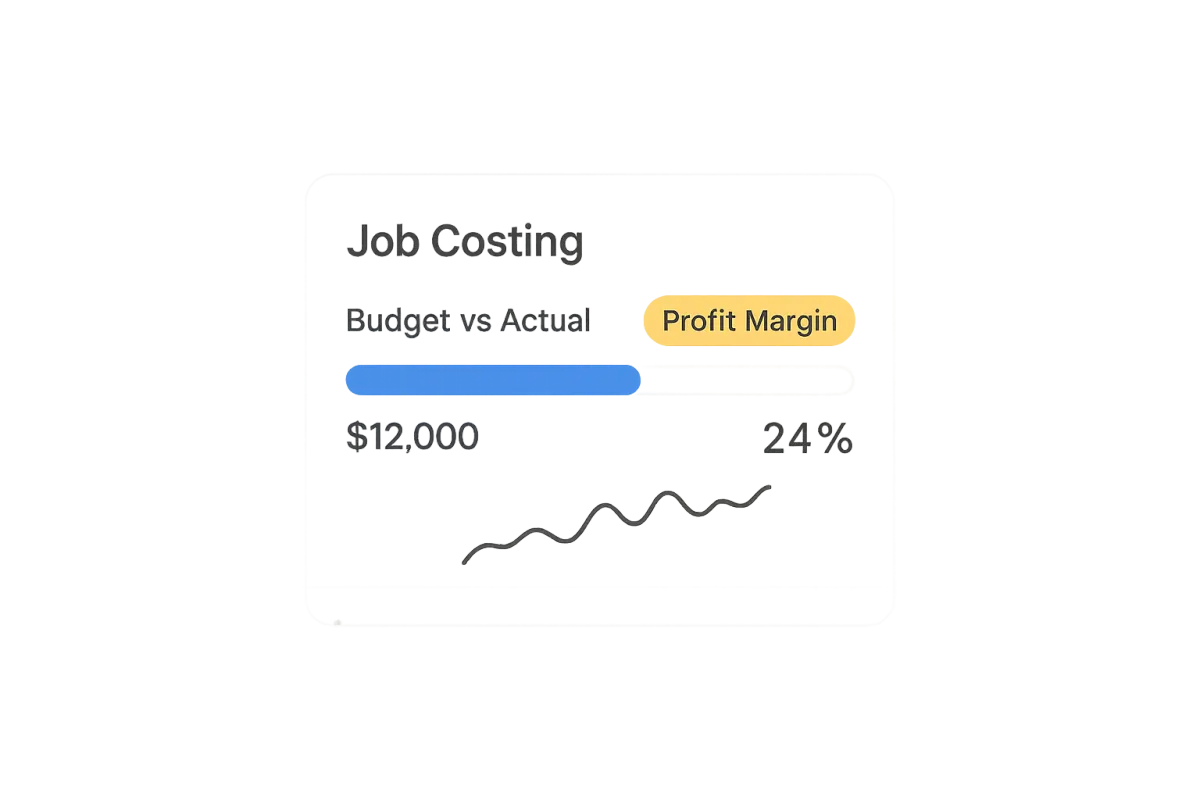 Live Job-Costing Widget displaying profit tracking against actuals